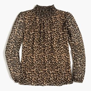 J crew Leopard long sleeve mock neck top, sz XS $69.50 NWT